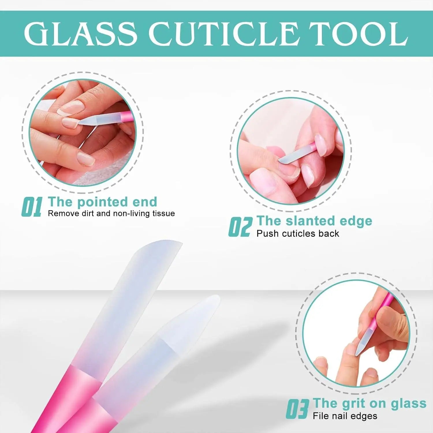Glass Nail File Buffer with Case - 5PCS Nail Buffer and Nail Shiner Kit Glass Cuticle Pusher Nail Care for Men Women Nail Files for Natural Acrylic Nails Fingernail Files Manicure Tool.
