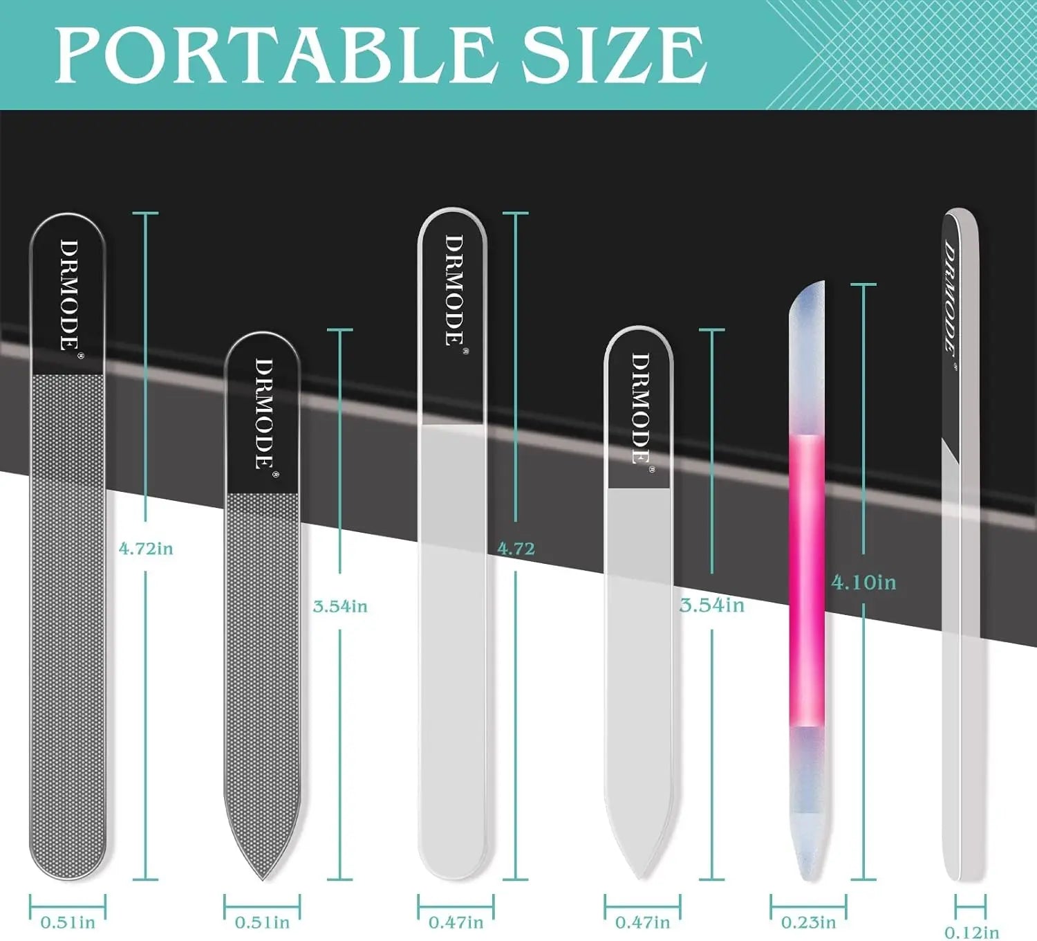 Glass Nail File Buffer with Case - 5PCS Nail Buffer and Nail Shiner Kit Glass Cuticle Pusher Nail Care for Men Women Nail Files for Natural Acrylic Nails Fingernail Files Manicure Tool.