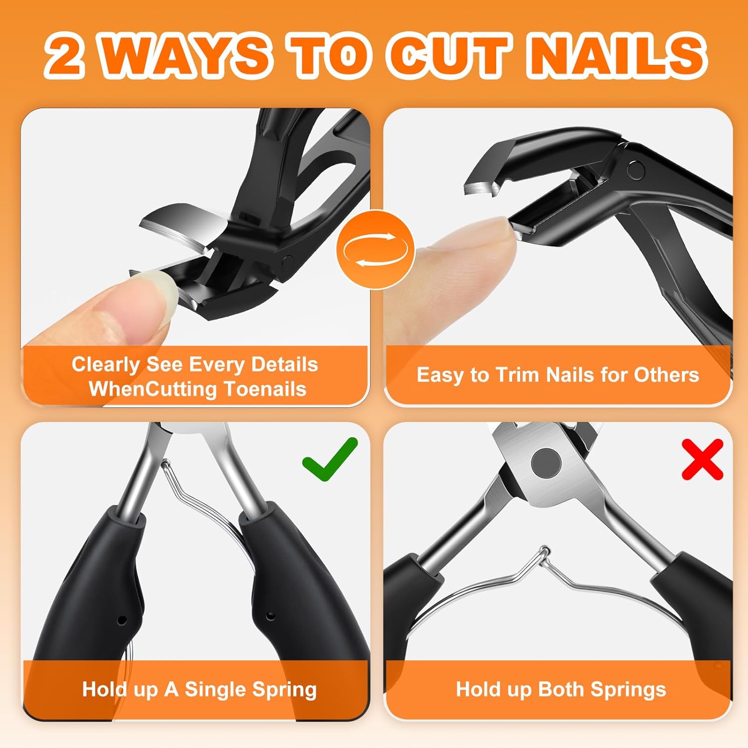 Toenail Clippers for Thick Nails for Seniors, Angled Head Ergonomic Nail Clippers for Men with Catcher, Wide Jaw Opening Heavy Duty Large Toe Nail Clippers for Thick Ingrown Nails.
