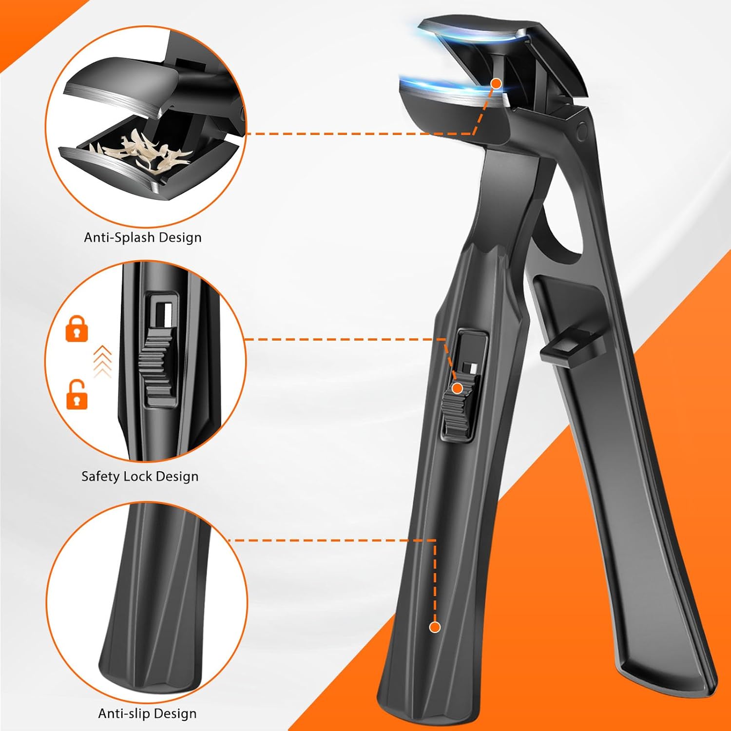 Toenail Clippers for Thick Nails for Seniors, Angled Head Ergonomic Nail Clippers for Men with Catcher, Wide Jaw Opening Heavy Duty Large Toe Nail Clippers for Thick Ingrown Nails.