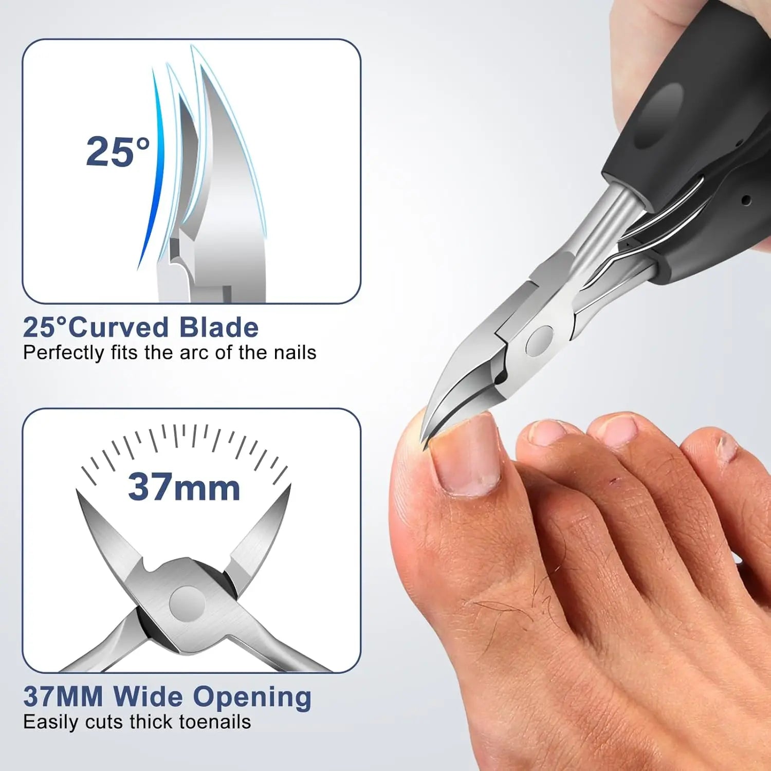 Toenail Clippers for Seniors Thick Toenails - Wide Jaw Opening Large Toe Nail Clippers for Thick Ingrown Nails, Professional Sharp Heavy Duty Nail Clipper Cutter for Mens Seniors with Leather Case.