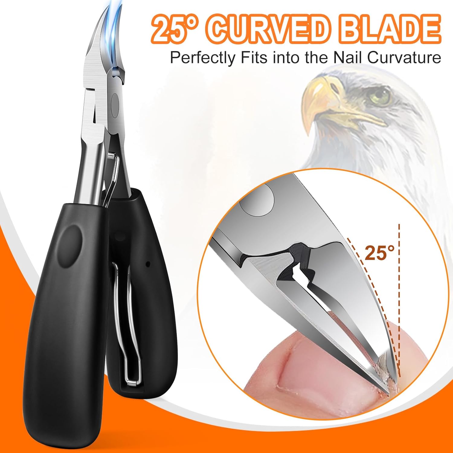Toenail Clippers for Thick Nails for Seniors, Angled Head Ergonomic Nail Clippers for Men with Catcher, Wide Jaw Opening Heavy Duty Large Toe Nail Clippers for Thick Ingrown Nails.