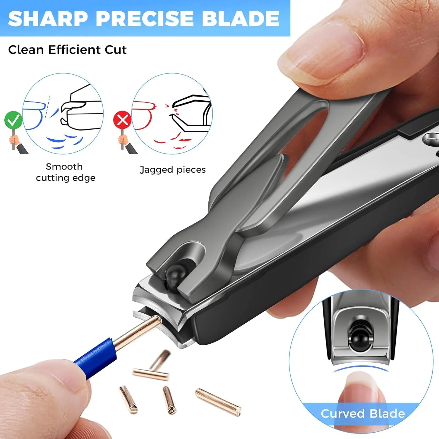 Nail Clippers for Men Women with Catcher, 2 Pack Large Small Anti Splash Self-Collecting Fingernail Toenail Clippers, Sharp Stainless Steel Heavy Duty Mess Free Nail Cutter w Catching Storage.