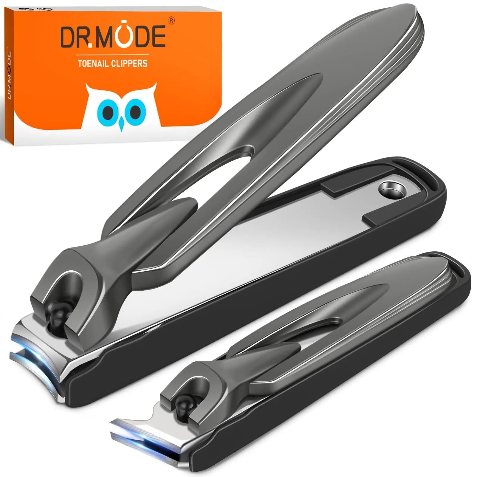 Nail Clippers for Men Women with Catcher, 2 Pack Large Small Anti Splash Self-Collecting Fingernail Toenail Clippers, Sharp Stainless Steel Heavy Duty Mess Free Nail Cutter w Catching Storage.