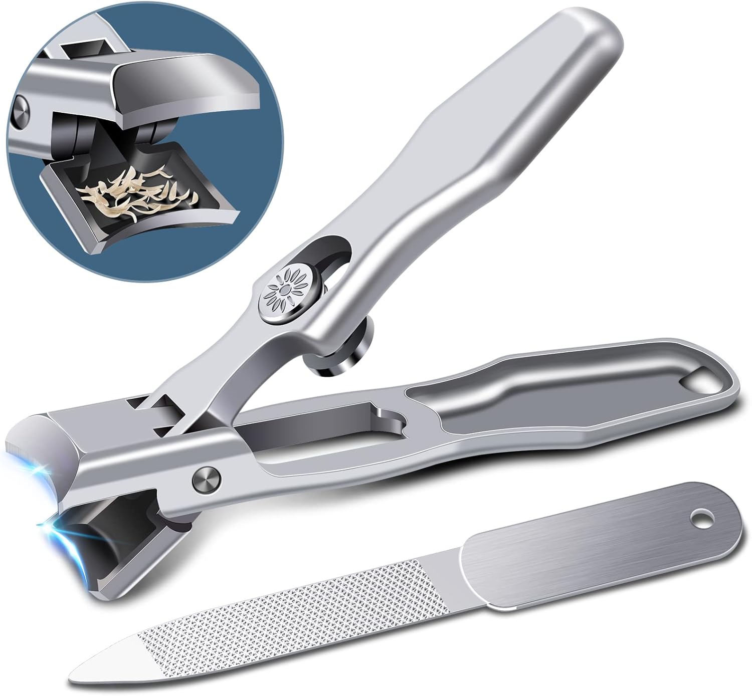 German Nail Clippers for Men with Catcher, Heavy Duty Toe Nail Clippers for Thick Nails Seniors, Portable Ultra Sharp Fingernail Clippers with Wide Mouth, Anti Splash Stainless Steel Nail Cutters.