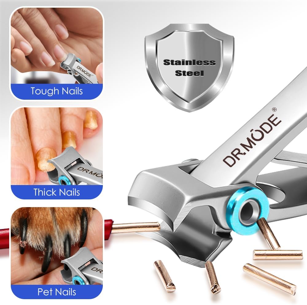 Nail Clippers for Men Thick Nails -DRMODE Heavy Duty Large Toenail Clippers for Thick Nails with Wide Jaw Opening, Ultra Sharp Stainless Steel Finger Nail Clippers Cutter for Tough Nail Seniors Adult.