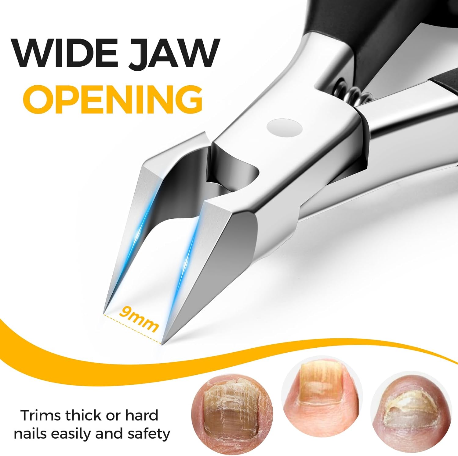 Ingrown Toenail Clippers for Seniors Thick Toenails, Straight Nail Clipper for Men, Heavy Duty Toe Nail Clippers for Thick Nails with Wide Jaw Opening, Professional Ingrown Toenail Removal Kit.