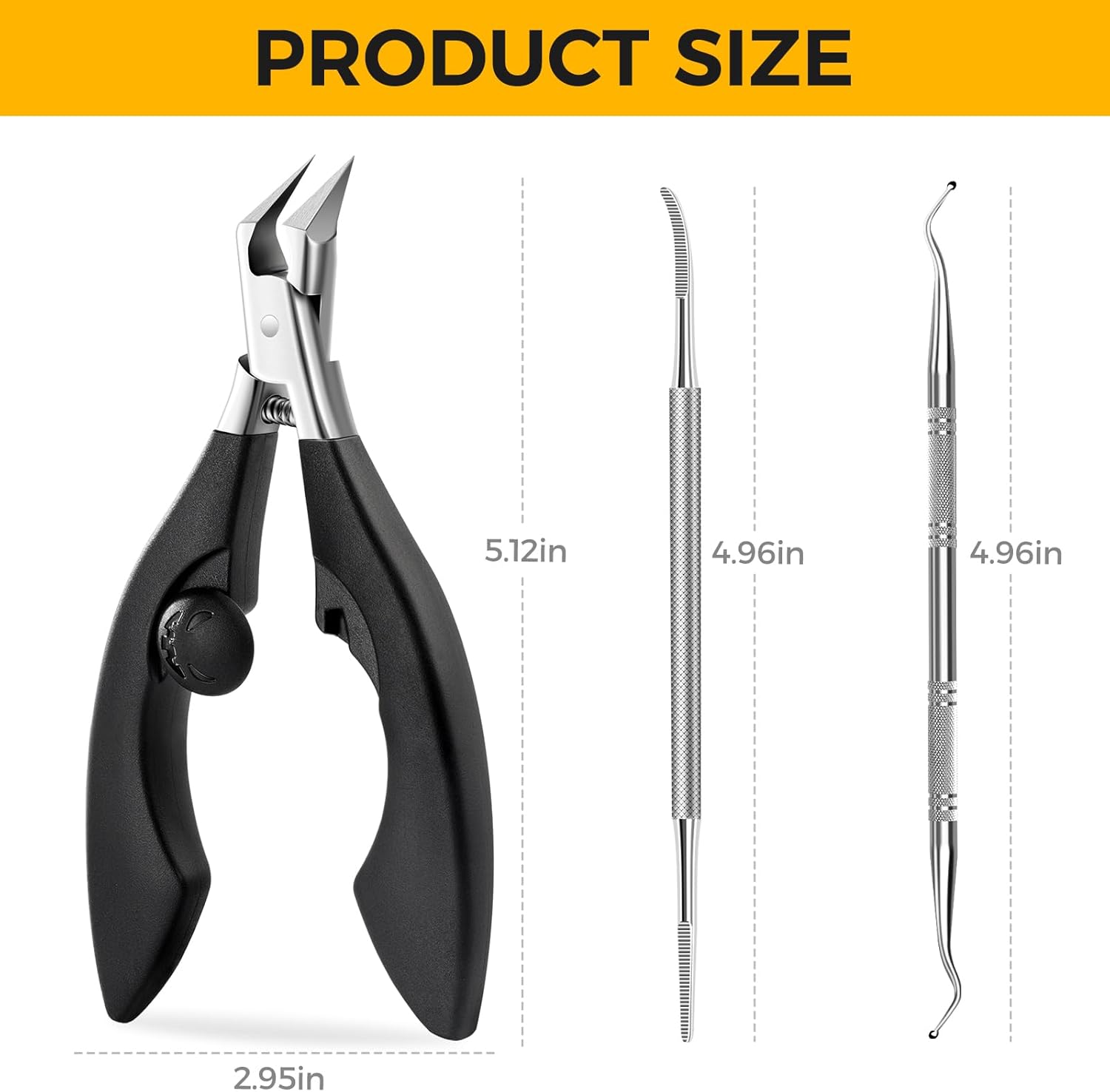 Ingrown Toenail Clippers for Seniors Thick Toenails, Straight Nail Clipper for Men, Heavy Duty Toe Nail Clippers for Thick Nails with Wide Jaw Opening, Professional Ingrown Toenail Removal Kit.