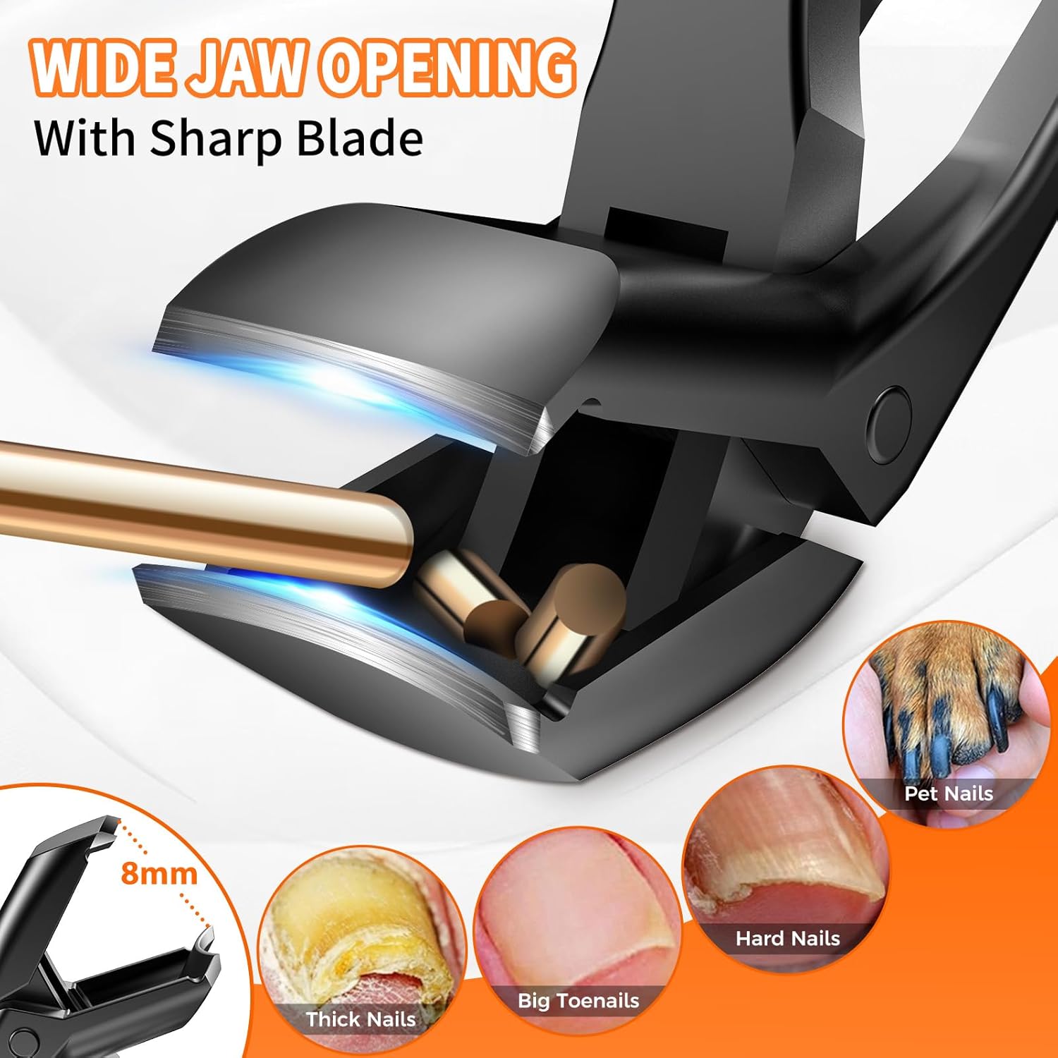 Toenail Clippers for Thick Nails for Seniors, Angled Head Ergonomic Nail Clippers for Men with Catcher, Wide Jaw Opening Heavy Duty Large Toe Nail Clippers for Thick Ingrown Nails.