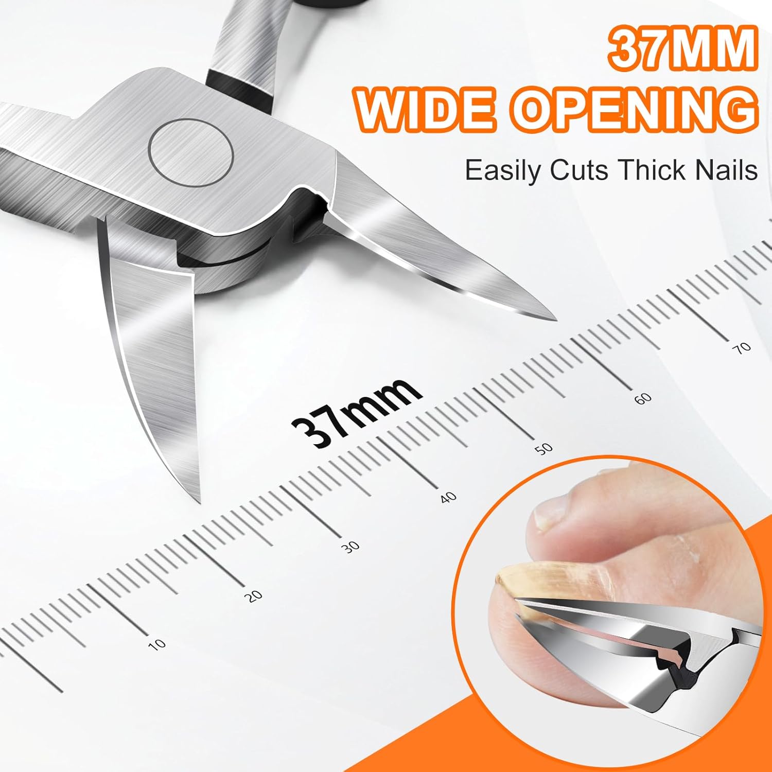 Toenail Clippers for Thick Nails for Seniors, Angled Head Ergonomic Nail Clippers for Men with Catcher, Wide Jaw Opening Heavy Duty Large Toe Nail Clippers for Thick Ingrown Nails.