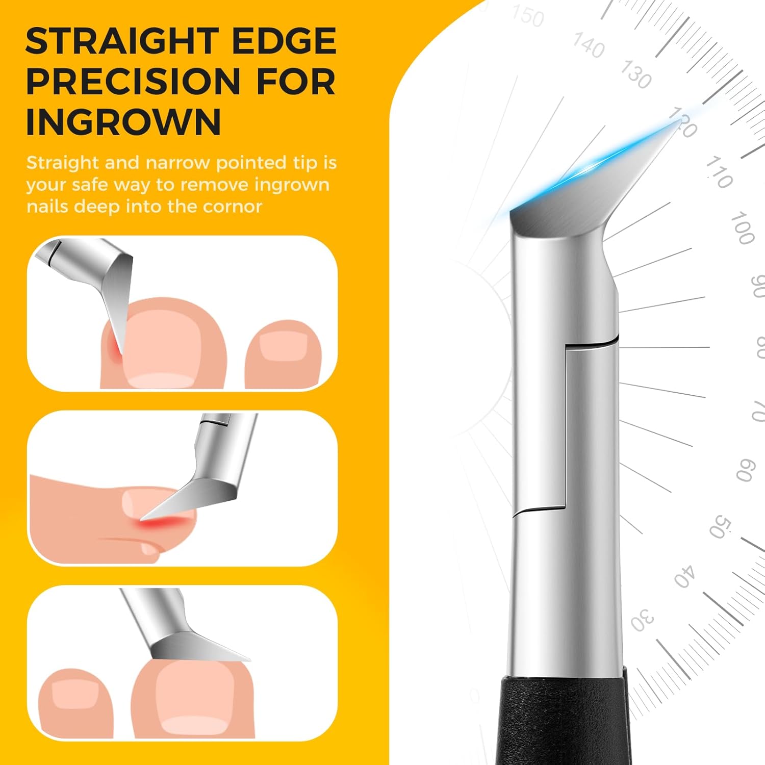 Ingrown Toenail Clippers for Seniors Thick Toenails, Straight Nail Clipper for Men, Heavy Duty Toe Nail Clippers for Thick Nails with Wide Jaw Opening, Professional Ingrown Toenail Removal Kit.