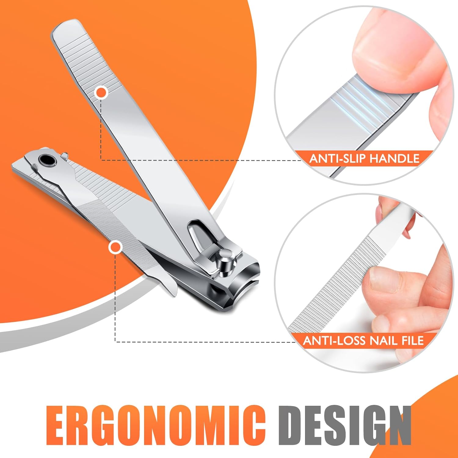 Finger Nail Clippers Adult - DRMODE 8 Pack Nail Clippers Bulk for Men Women Sharp Stainless Steel Travel Mini Toenail Clippers and Fingernail Clipper Set Curved Cutter Trimmer with Nail Cleaner/File.