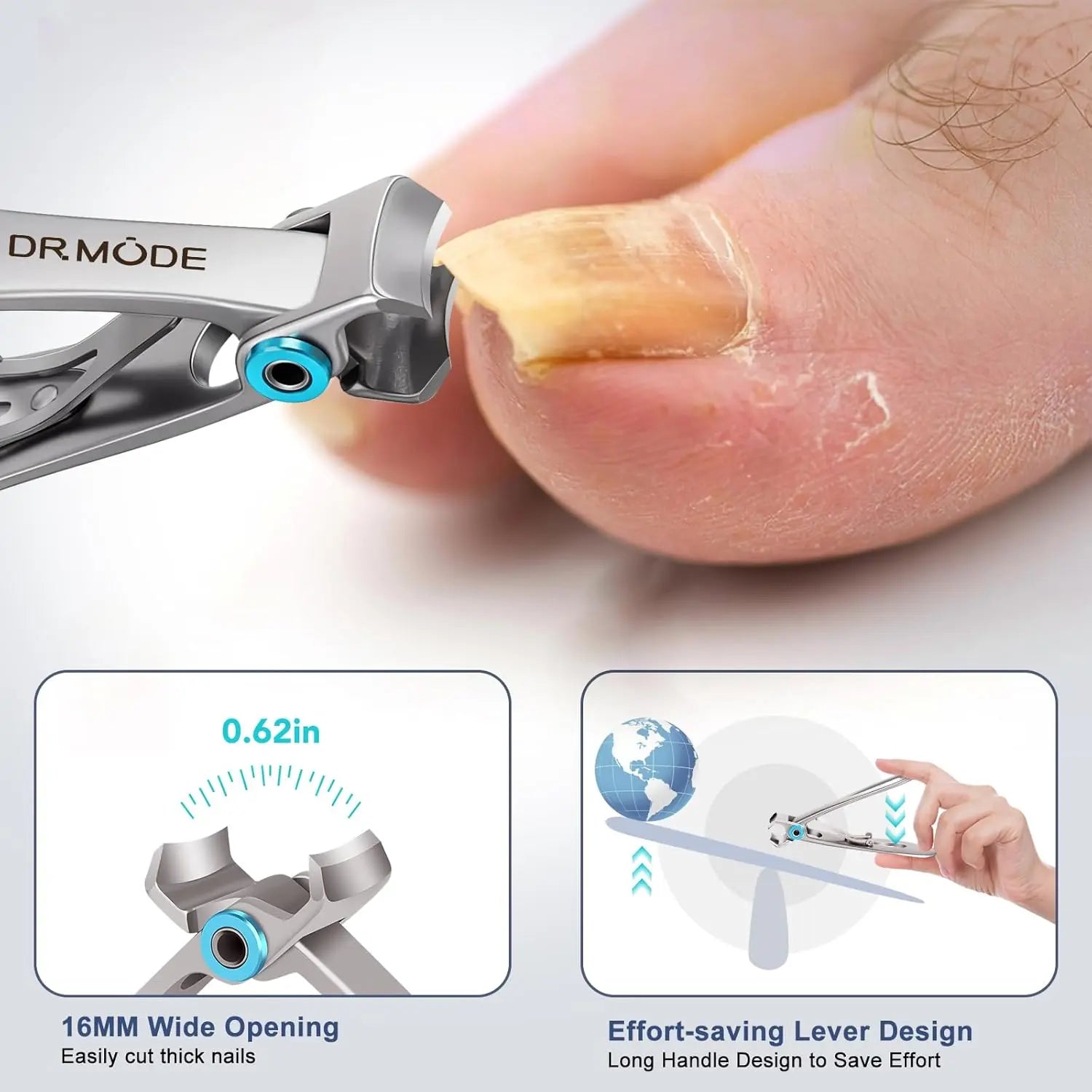 Toenail Clippers for Seniors Thick Toenails - Wide Jaw Opening Large Toe Nail Clippers for Thick Ingrown Nails, Professional Sharp Heavy Duty Nail Clipper Cutter for Mens Seniors with Leather Case.