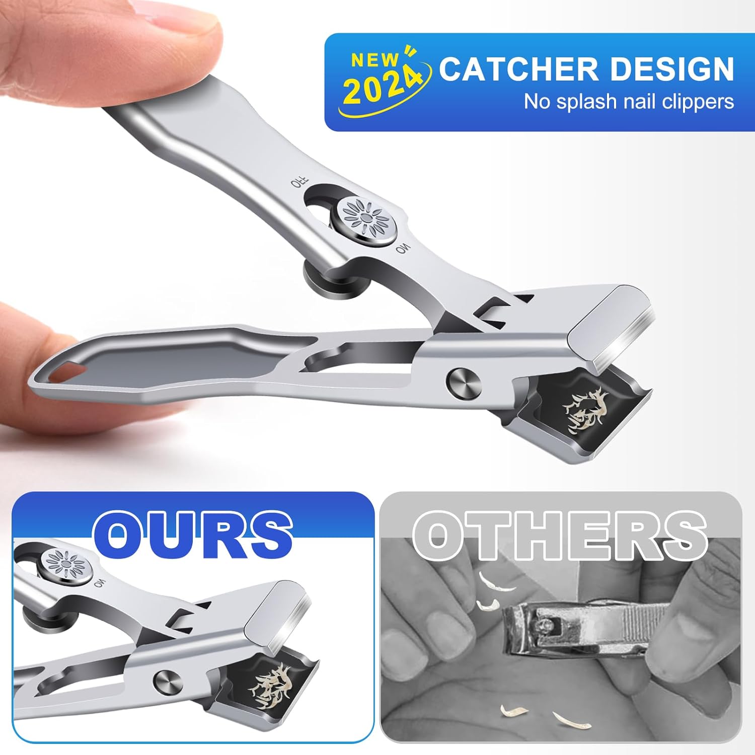 German Nail Clippers for Men Thick Nails,Upgrade Straight Toenail Clippers for Seniors with Wide Opening,Large Heavy Duty No Splash Ingrown Fingernail Clipper Nail Cutter with Catcher.