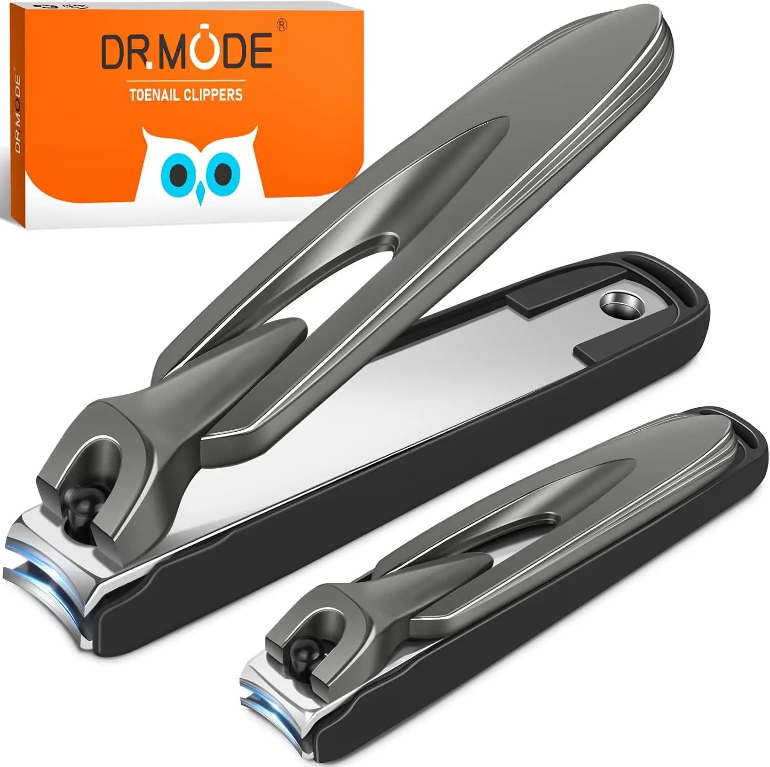 Nail Clippers for Men Women with Catcher, 2 Pack Large Small Anti Splash Self-Collecting Fingernail Toenail Clippers, Sharp Stainless Steel Heavy Duty Mess Free Nail Cutter w Catching Storage.